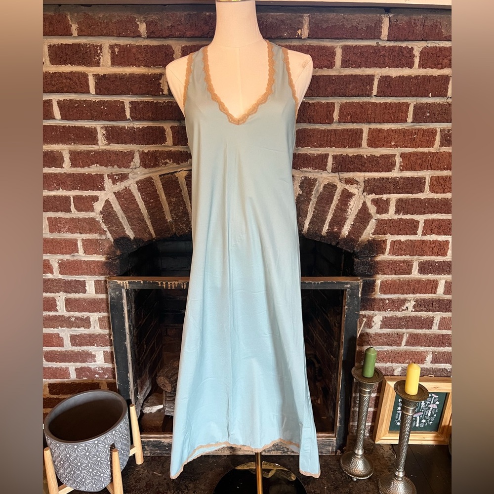 VINTAGE 70's blue slip dress (nightgown)